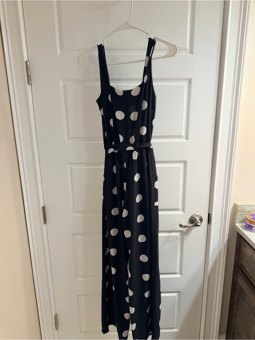 Monteau Black Maxi Dress with White Polka Dots
